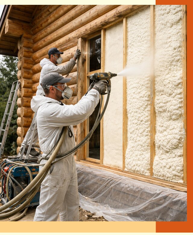 Утепление деревянного дома ППУ в мирном от 4246 руб/м2 | ТепломастерМир — под ключ