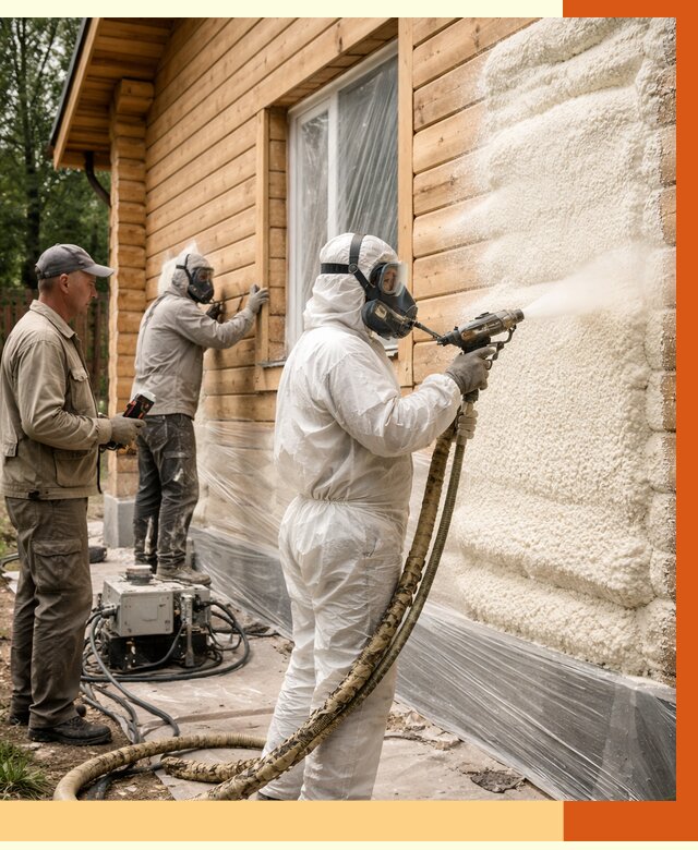 Утепление дома из бруса ППУ в мирном от 3892 руб/м2 под ключ | ТепломастерМир