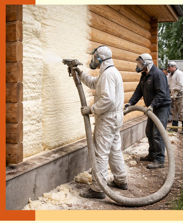 Утепление дома из бруса пенополиуретаном в мирном