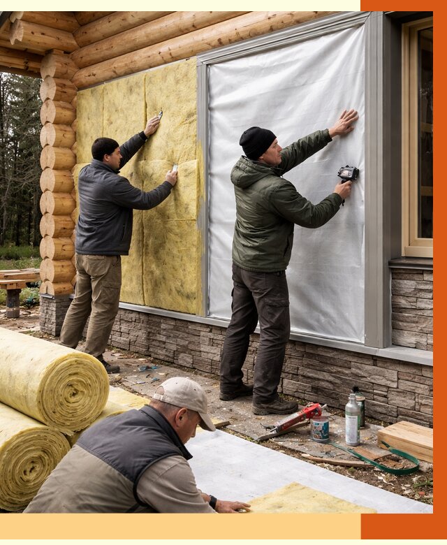 Утепление бревенчатого дома в мирном от 7733 руб/м2 — заказать под ключ | ТепломастерМир