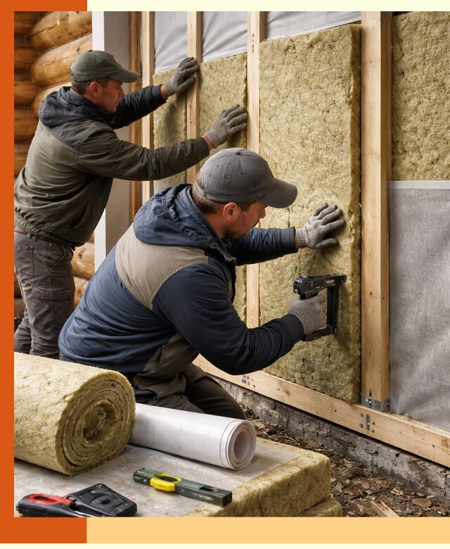 Утепление бревенчатого дома под ключ в мирном