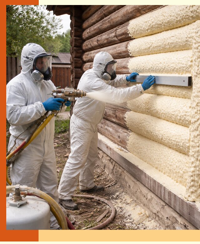 Утепление бревенчатого дома ППУ в мирном эффективной изоляцией