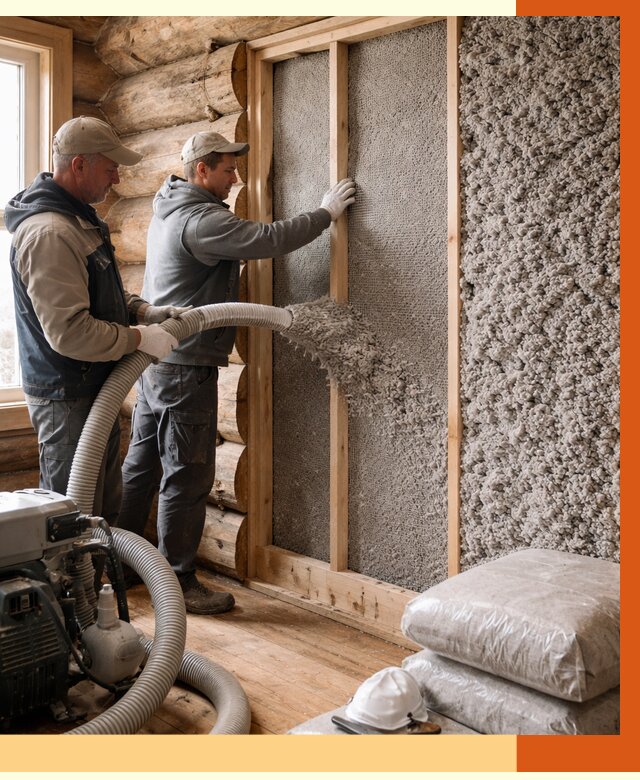 Утепление бревенчатого дома эковатой в мирном от 2780 руб. | ТепломастерМир