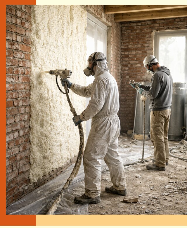 Утепление кирпичного дома пенополиуретаном в мирном