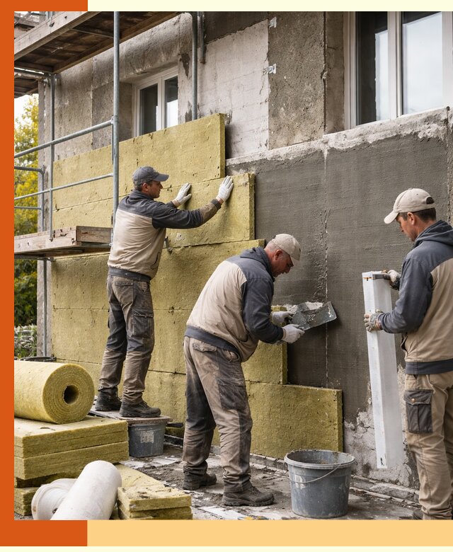 Утепление фасада зданий и домов в мирном