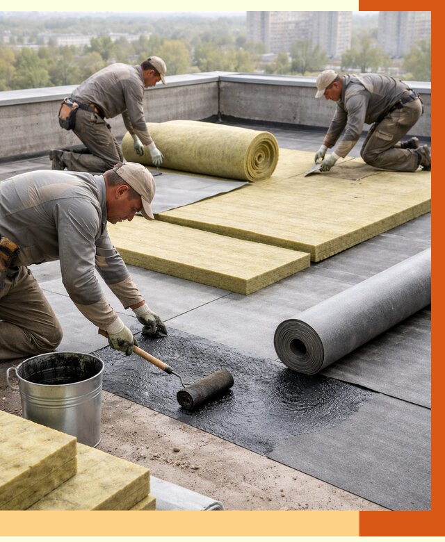 Утепление плоской крыши в мирном от 7278 руб./м2 под ключ | ТепломастерМир