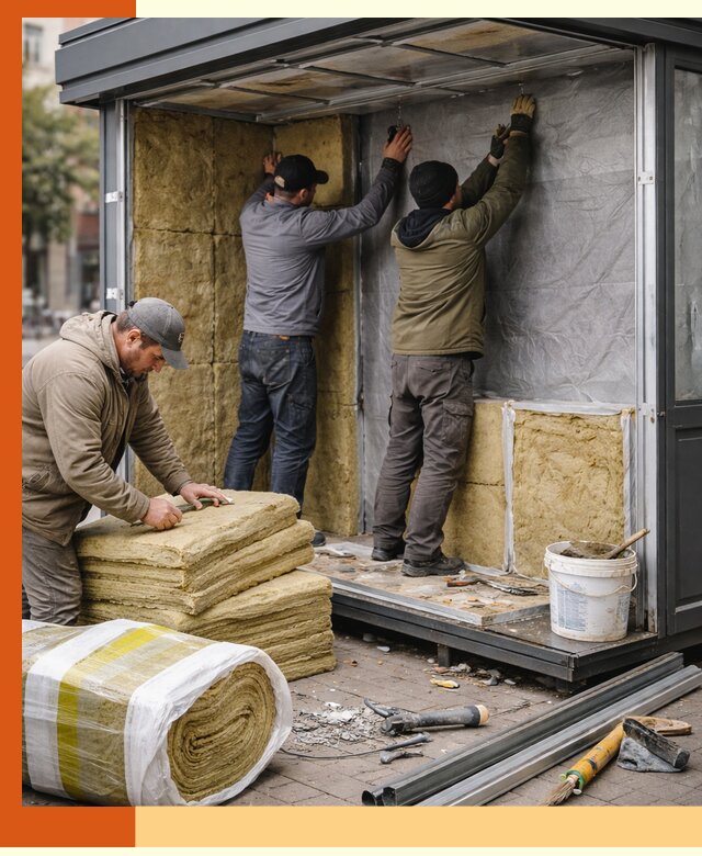 Утепление павильона шаурмы под ключ в мирном