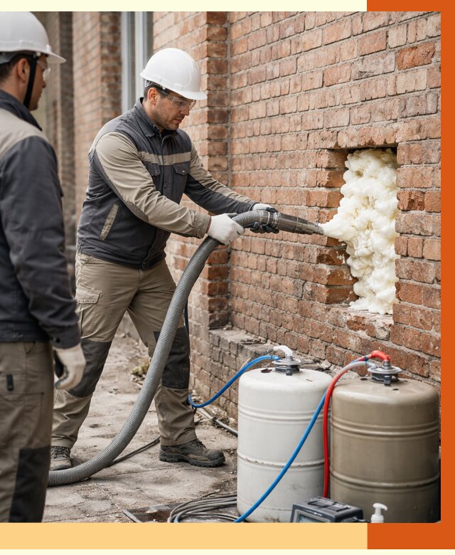 Заливка ППУ в пустоты кирпичной стены в мирном от 2780 руб. | ТепломастерМир