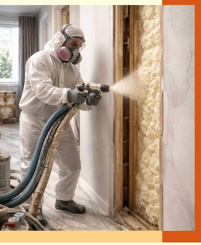 Межстеновое утепление ППУ в мирном от 2780 руб/м2 — межстенное утепление под ключ | ТепломастерМир