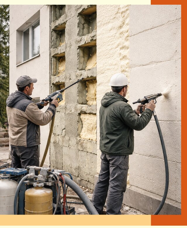 Заполнение пустот фасада в мирном от 4549 руб. — утепление пустот облицовки | ТепломастерМир