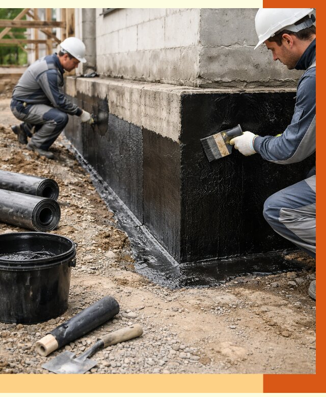 Гидроизоляция фундамента в мирном от 1264 руб. — профессионально, под ключ | ТепломастерМир