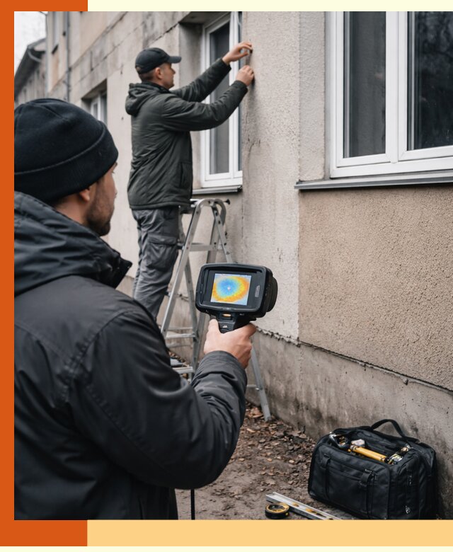 Тепловизионное обследование фасада в мирном для выявления дефектов