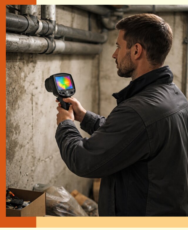 Тепловизионное обследование подвала в мирном для поиска утечек тепла