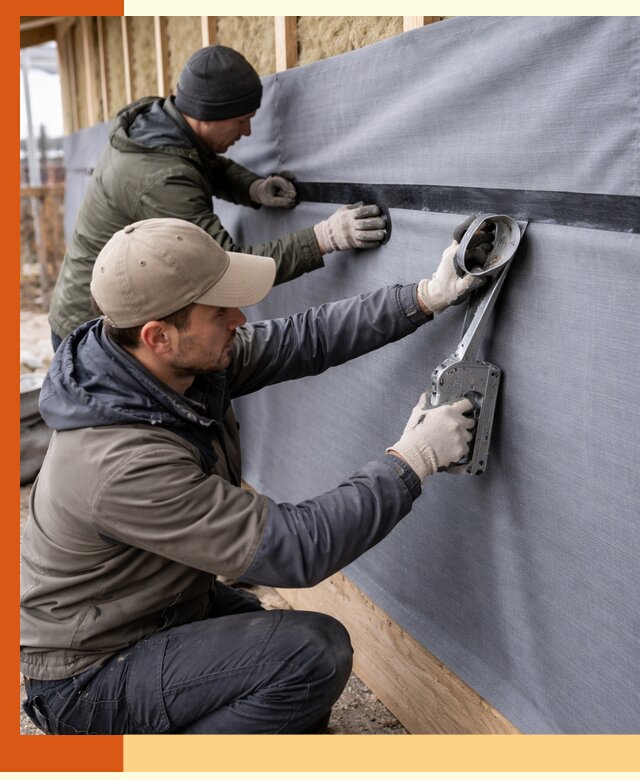 Монтаж ветроизоляции зданий и конструкций в мирном